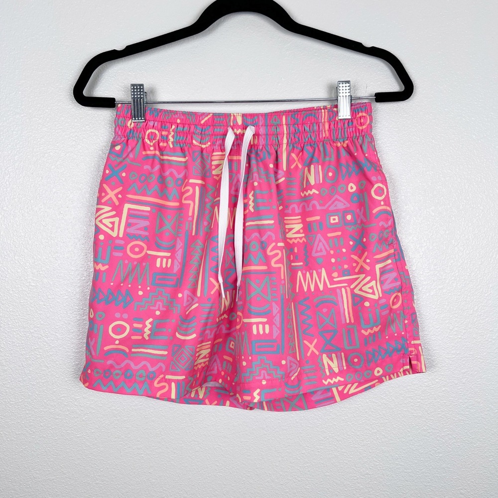 Chubbies Swim Trunks Men's Pink Geometric Sz S